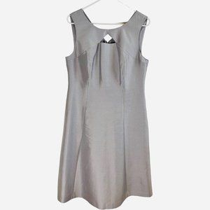 Talbots Silver Silk A-line Dress with Keyhole front
